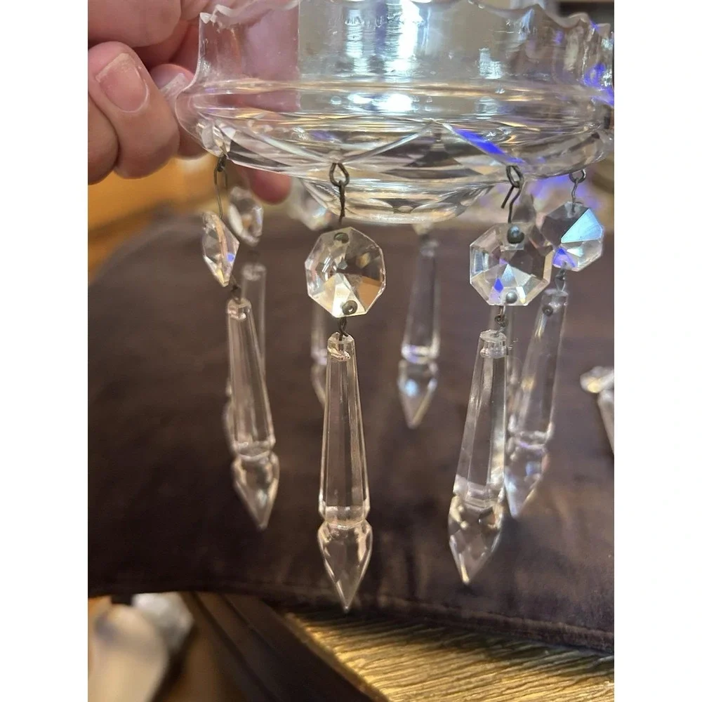 10 Vintage antique Cut Crystal Glass Chandelier Icicle Prisms Antique